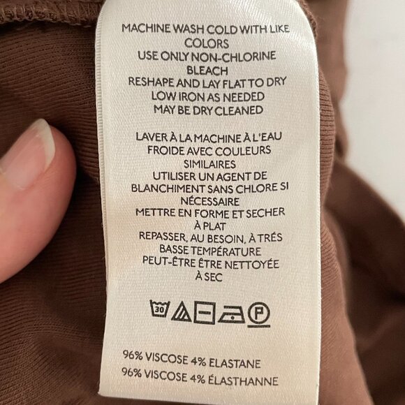 Anthropologie LS Mock Nk Viscose Blend Fine Ribbed Top Chocolate Brown Sz S NWOT - Picture 9 of 11